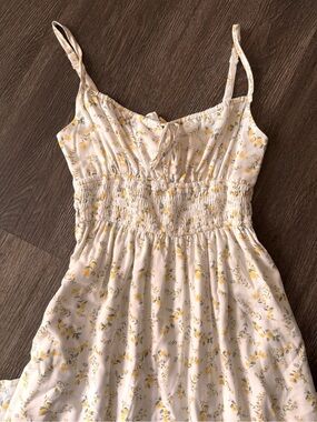 Hollister Cream Sundress with Yellow Floral Print